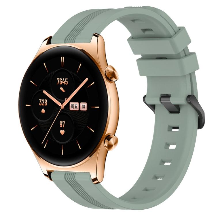 For Honor Watch GS 3 22mm Concave Striped Slicone Watch Band(Grayish Green)