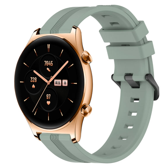 For Honor Watch GS 3 22mm Concave Striped Slicone Watch Band(Grayish Green)