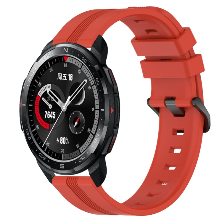 For Honor Watch GS Pro 22mm Concave Striped Slicone Watch Band(Red)