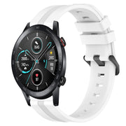 For Honor Magic Watch 2 46mm 22mm Concave Striped Slicone Watch Band(White)