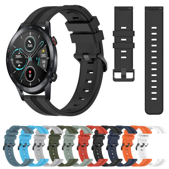 For Honor Magic Watch 2 46mm 22mm Concave Striped Slicone Watch Band(White)