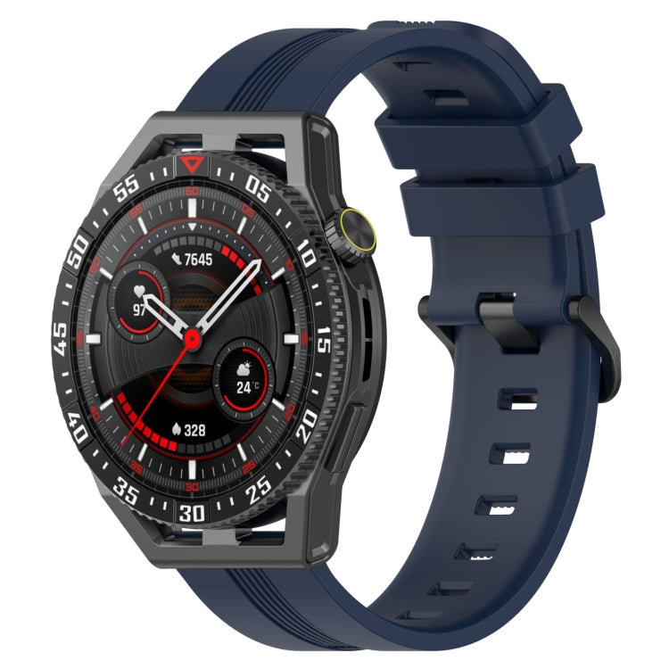 For Huawei Watch GT3 SE 22mm Concave Striped Slicone Watch Band(Navy Blue)