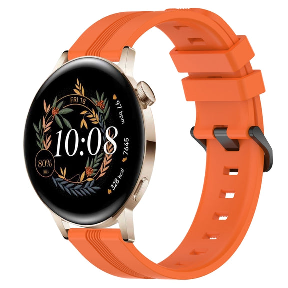 For Huawei Watch GT3 42mm 20mm Concave Striped Slicone Watch Band(Orange)