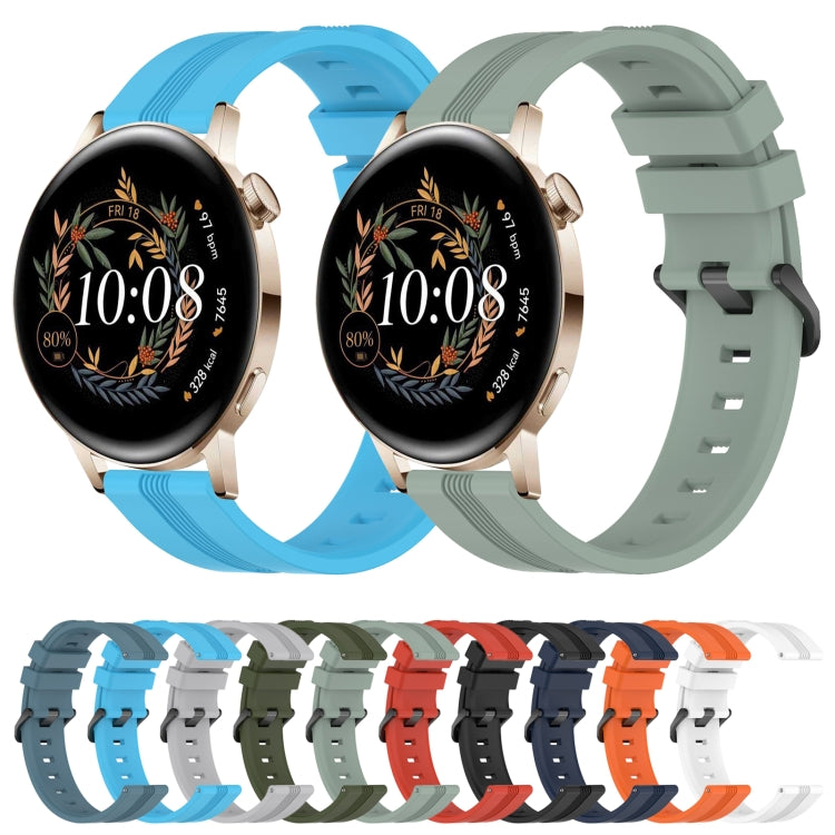 For Huawei Watch GT3 42mm 20mm Concave Striped Slicone Watch Band(Army Green)