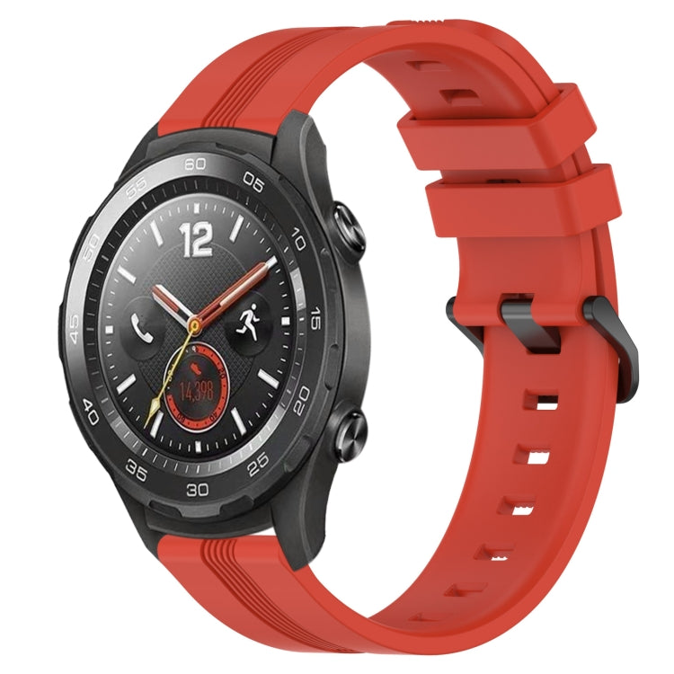 For Huawei Watch 2 20mm Concave Striped Slicone Watch Band(Red)