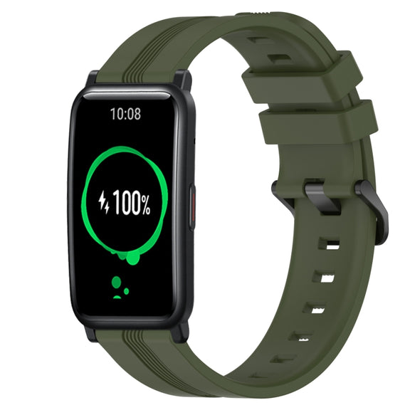 For Honor Watch ES 20mm Concave Striped Slicone Watch Band(Army Green)