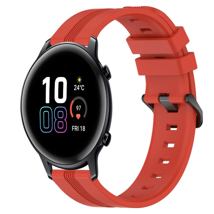 For Honor MagicWatch2 42mm 20mm Concave Striped Slicone Watch Band(Red)