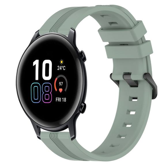 For Honor MagicWatch2 42mm 20mm Concave Striped Slicone Watch Band(Grayish Green)