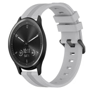 Compatible with Garmin Vivomove Sport 20mm Concave Striped Slicone Watch Band(Grey)