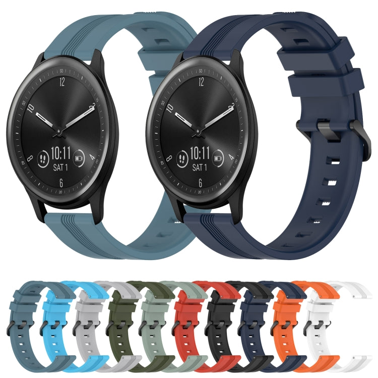 Compatible with Garmin Vivomove Sport 20mm Concave Striped Slicone Watch Band(Grey)
