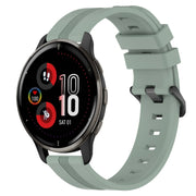 Compatible with Garmin Venu 2 Plus 20mm Concave Striped Slicone Watch Band(Grayish Green)