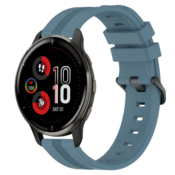 Compatible with Garmin Venu 2 Plus 20mm Concave Striped Slicone Watch Band(Rock Cyan)