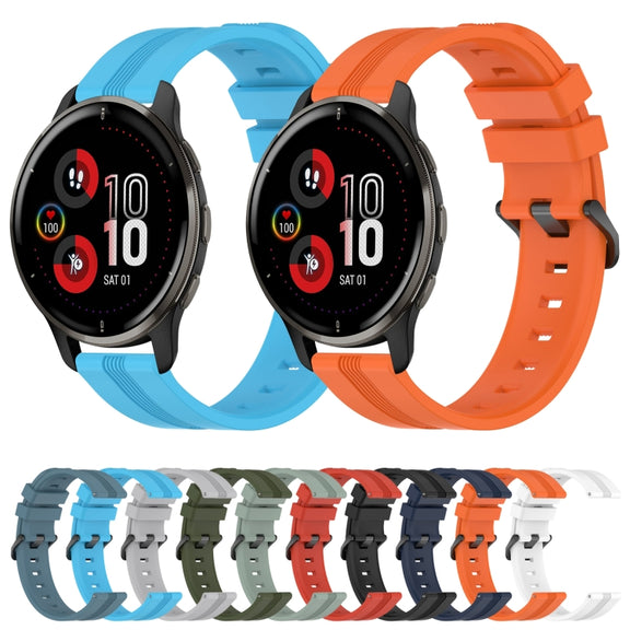 Compatible with Garmin Venu 2 Plus 20mm Concave Striped Slicone Watch Band(Grayish Green)