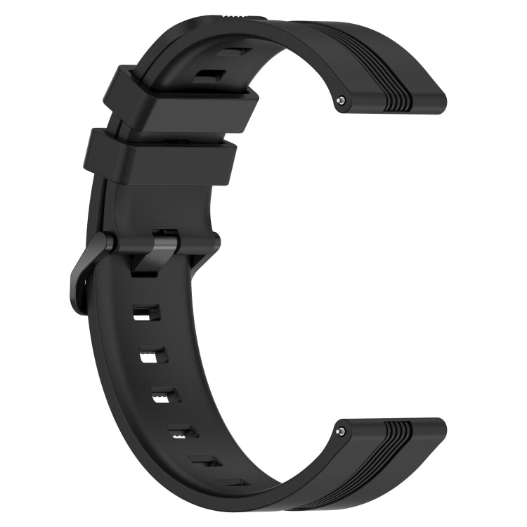 Compatible with Garmin Compatible witherunner 158 20mm Concave Striped Slicone Watch Band(Black)
