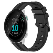 Compatible with Garmin Compatible witherunner 158 20mm Concave Striped Slicone Watch Band(Black)