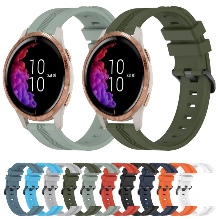 Compatible with Garmin Venu 20mm Concave Striped Slicone Watch Band(Grayish Green)