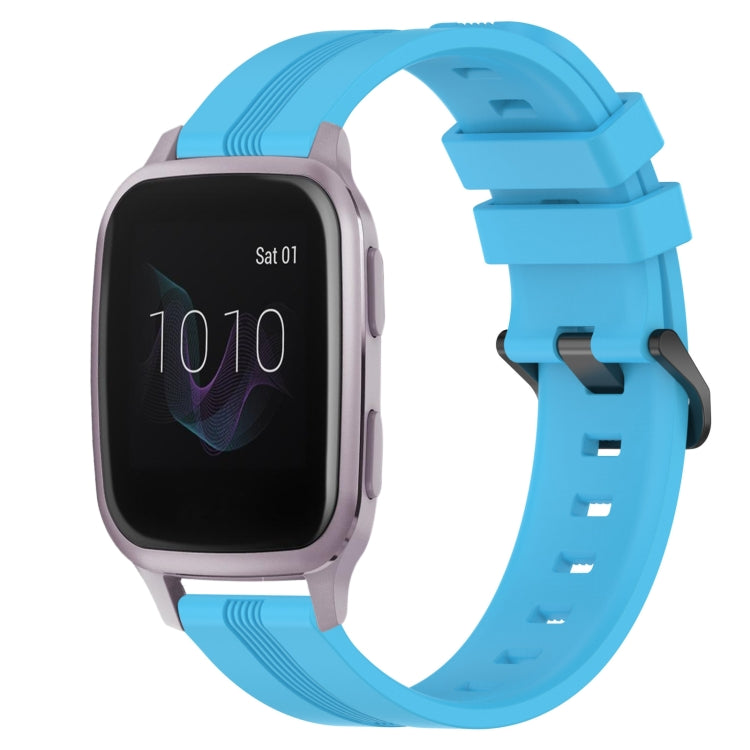 Compatible with Garmin Venu SQ 20mm Concave Striped Slicone Watch Band(Sky Blue)