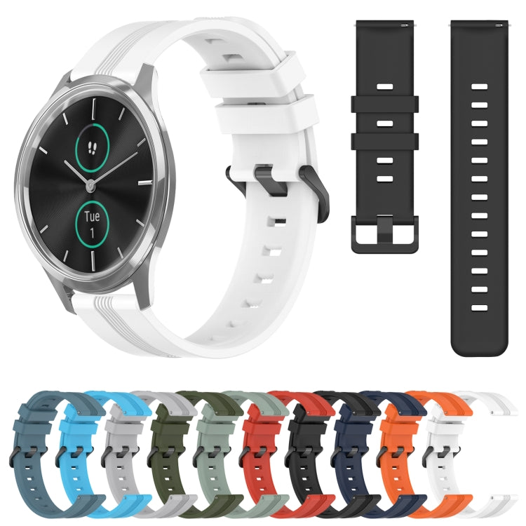Compatible with Garmin Garminmove Luxe 20mm Concave Striped Slicone Watch Band(Red)