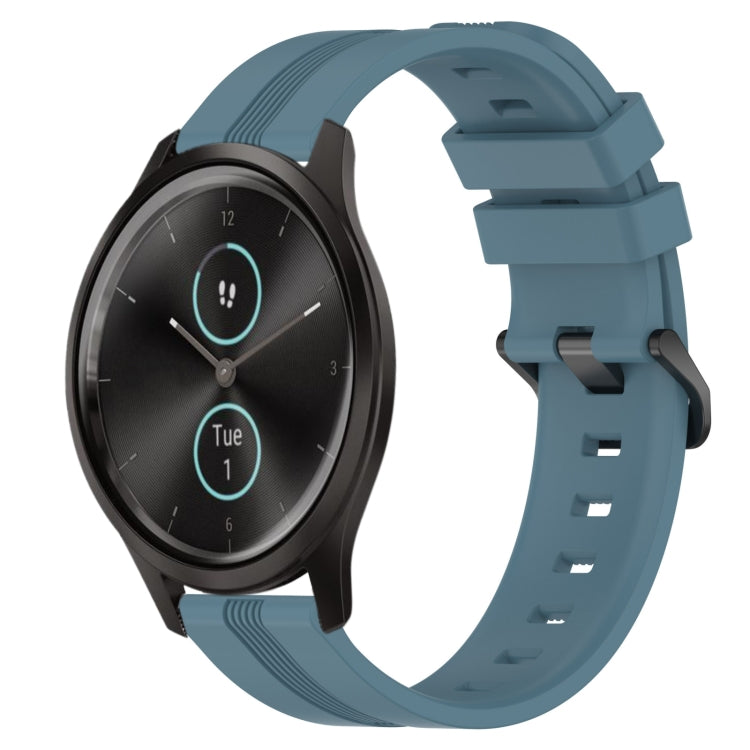 Compatible with Garmin Garminmove Style 20mm Concave Striped Slicone Watch Band(Rock Cyan)