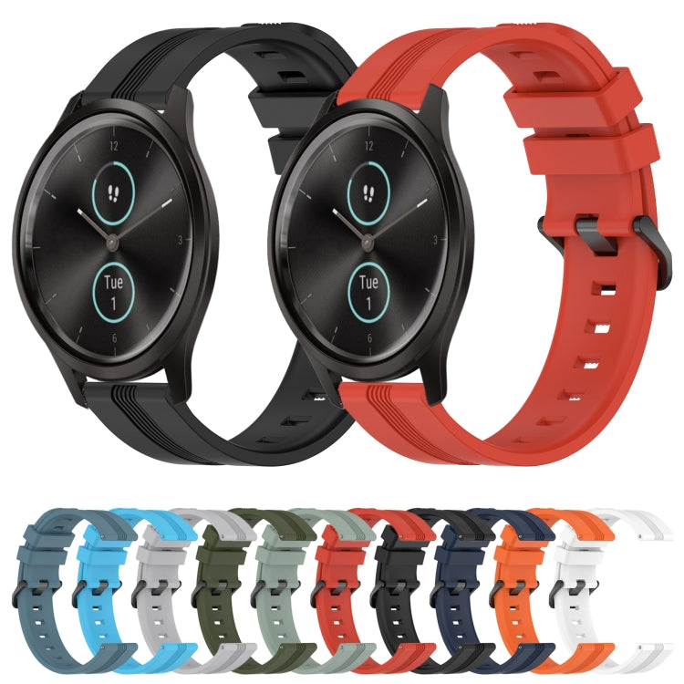 Compatible with Garmin Garminmove Style 20mm Concave Striped Slicone Watch Band(Rock Cyan)