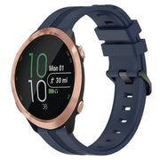 Compatible with Garmin Compatible witherunner 645 Music 20mm Concave Striped Slicone Watch Band(Navy Blue)