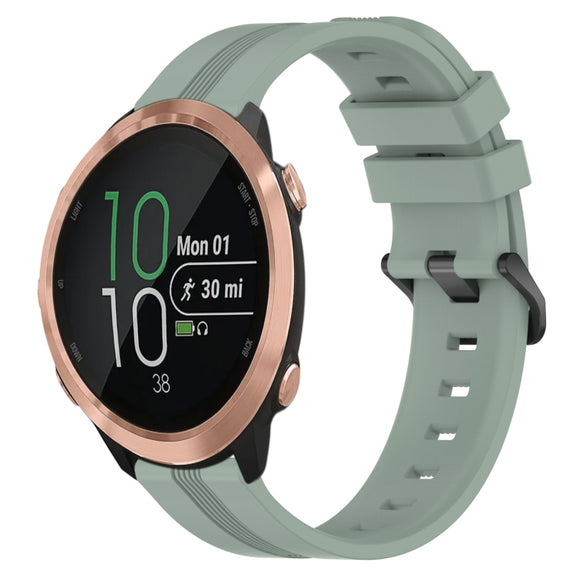 Compatible with Garmin Compatible witherunner 645 Music 20mm Concave Striped Slicone Watch Band(Grayish Green)