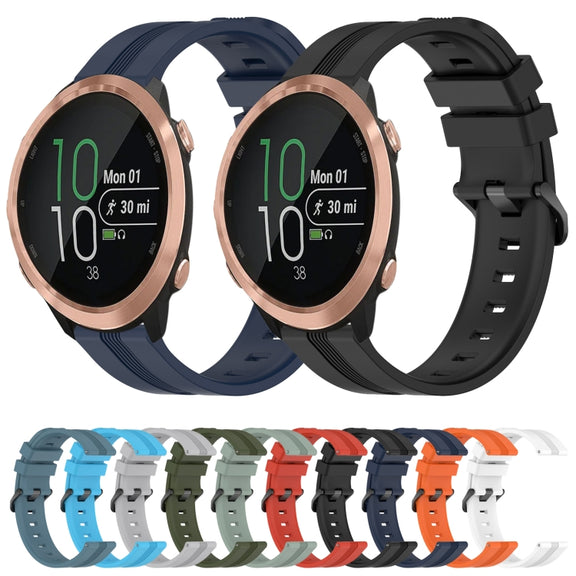 Compatible with Garmin Compatible witherunner 645 Music 20mm Concave Striped Slicone Watch Band(Rock Cyan)