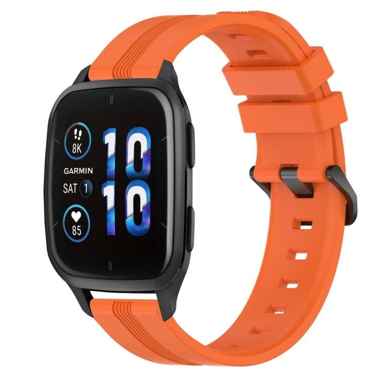 Compatible with Garmin Compatible witherunner Sq2 20mm Concave Striped Slicone Watch Band(Orange)