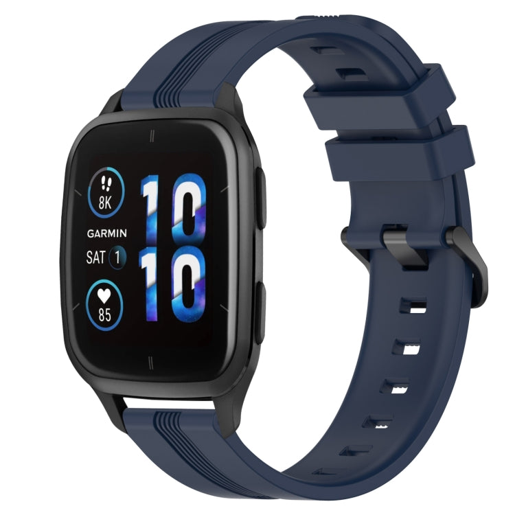 Compatible with Garmin Compatible witherunner Sq2 20mm Concave Striped Slicone Watch Band(Navy Blue)