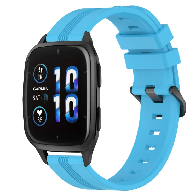 Compatible with Garmin Compatible witherunner Sq2 20mm Concave Striped Slicone Watch Band(Sky Blue)