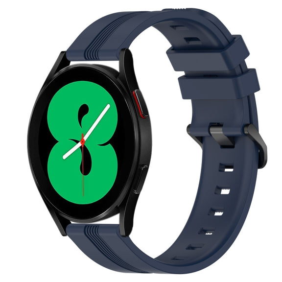 For Samsung Galaxy Watch4 44mm 20mm Concave Striped Slicone Watch Band(Navy Blue)