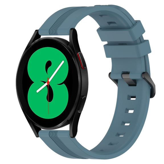 For Samsung Galaxy Watch4 44mm 20mm Concave Striped Slicone Watch Band(Rock Cyan)