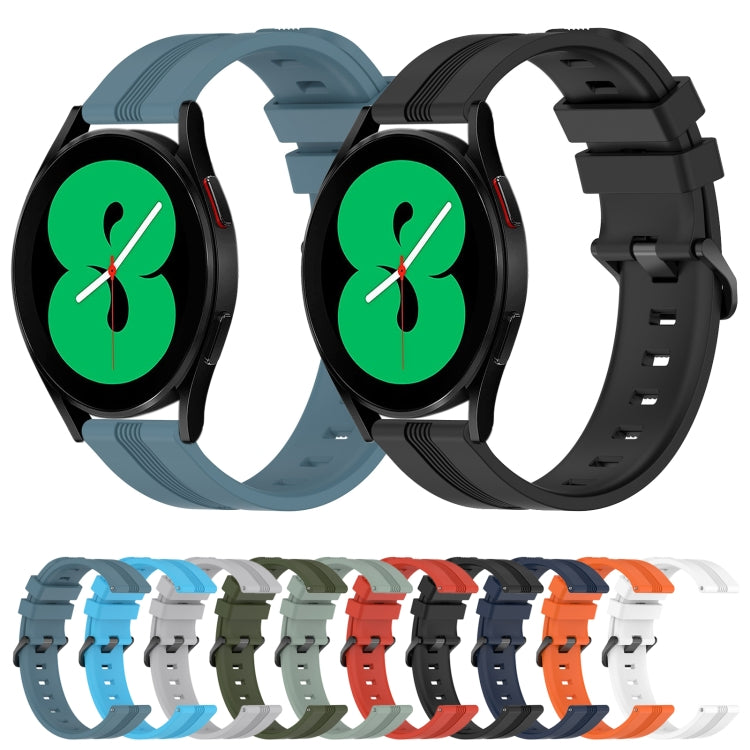 For Samsung Galaxy Watch4 44mm 20mm Concave Striped Slicone Watch Band(Navy Blue)
