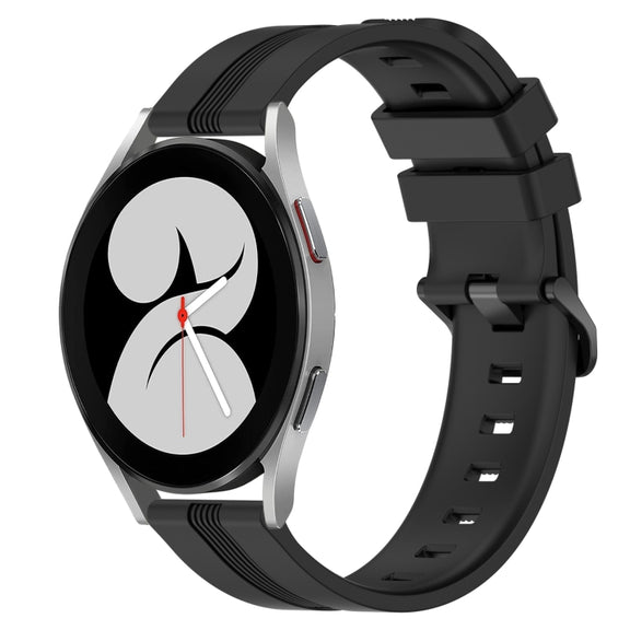 For Samsung Galaxy Watch4 40mm 20mm Concave Striped Slicone Watch Band(Black)