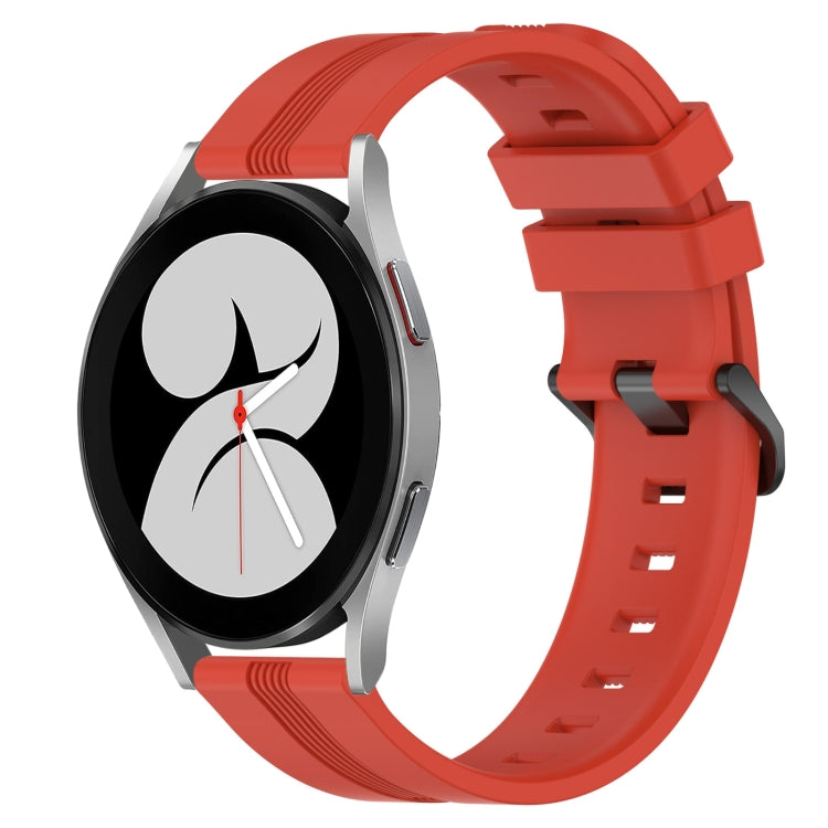 For Samsung Galaxy Watch4 40mm 20mm Concave Striped Slicone Watch Band(Red)