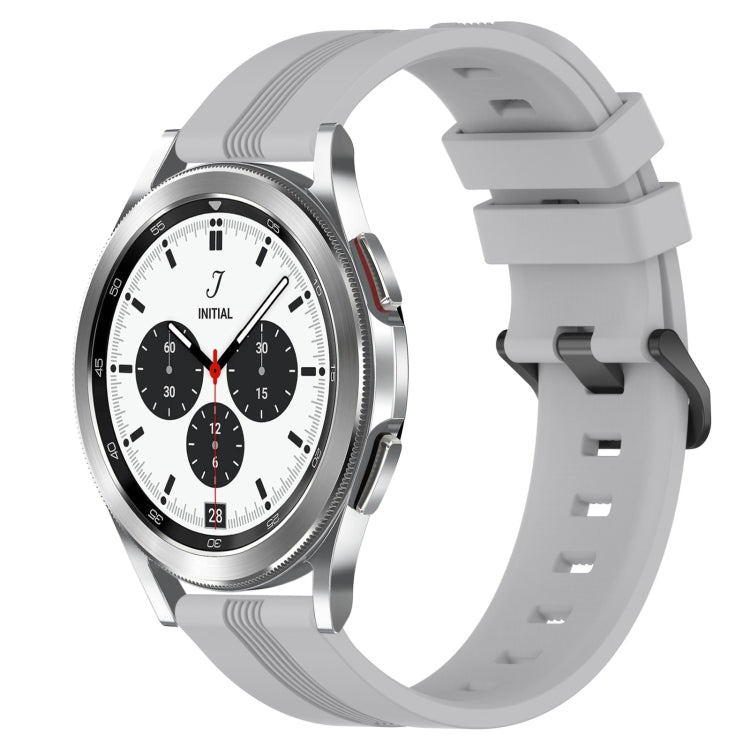 For Samsung  Galaxy Watch 4 Classic 42mm 20mm Concave Striped Slicone Watch Band(Grey)