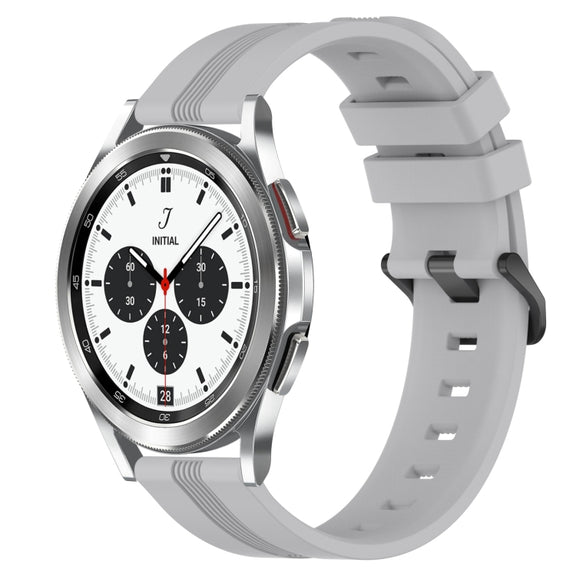 For Samsung  Galaxy Watch 4 Classic 42mm 20mm Concave Striped Slicone Watch Band(Grey)