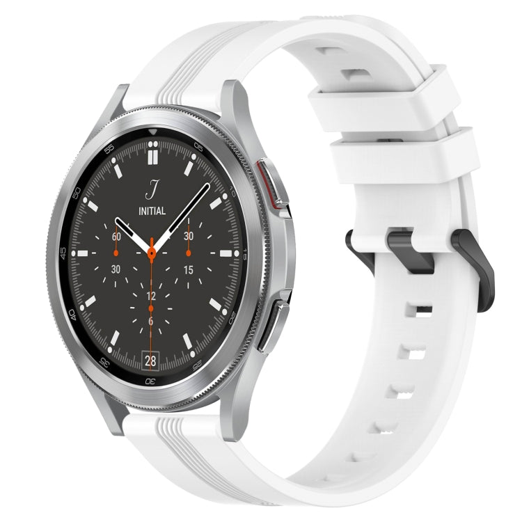 For Samsung  Galaxy Watch 4 Classic 46mm 20mm Concave Striped Slicone Watch Band(White)