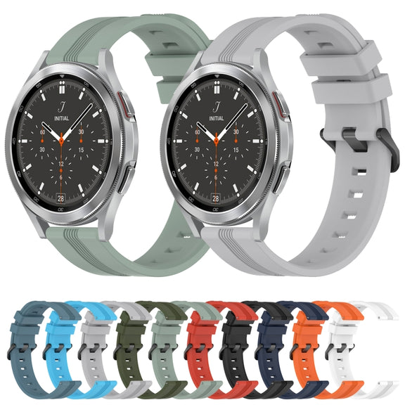 For Samsung  Galaxy Watch 4 Classic 46mm 20mm Concave Striped Slicone Watch Band(Orange)