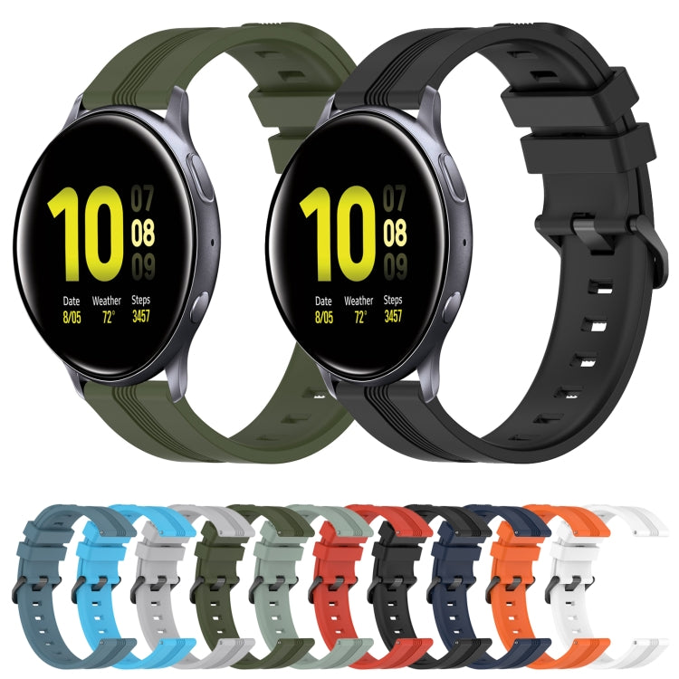 For Samsung Galaxy Watch Active 2 40mm 20mm Concave Striped Slicone Watch Band(Red)