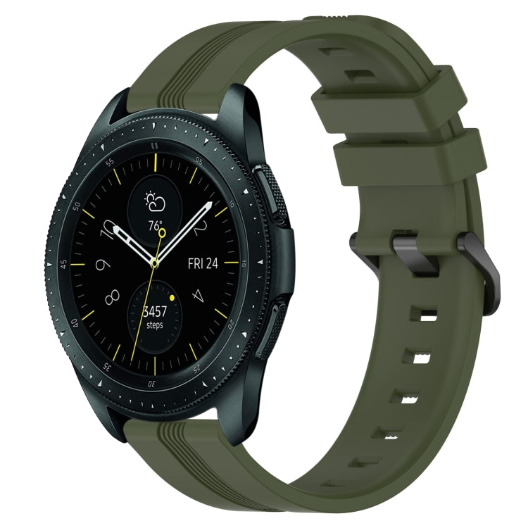 For Samsung Galaxy Watch 42mm 20mm Concave Striped Slicone Watch Band(Army Green)