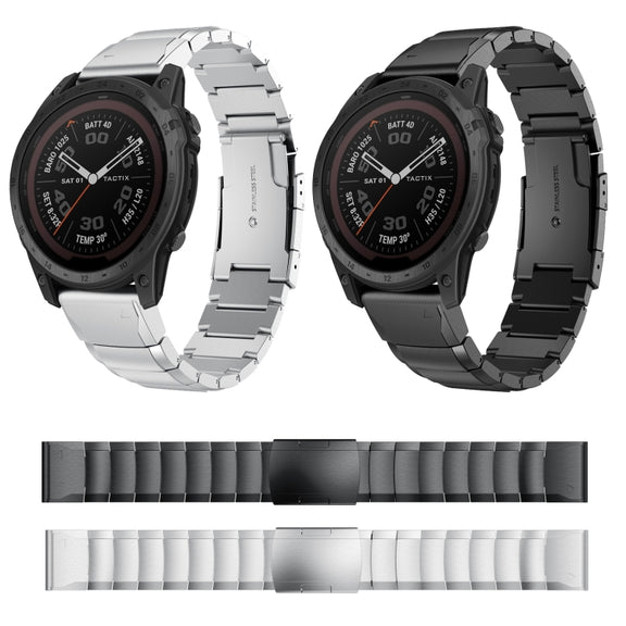 Compatible with Garmin Tactix 7 26mm Tortoise Shell Stainless Steel Watch Band(Black)