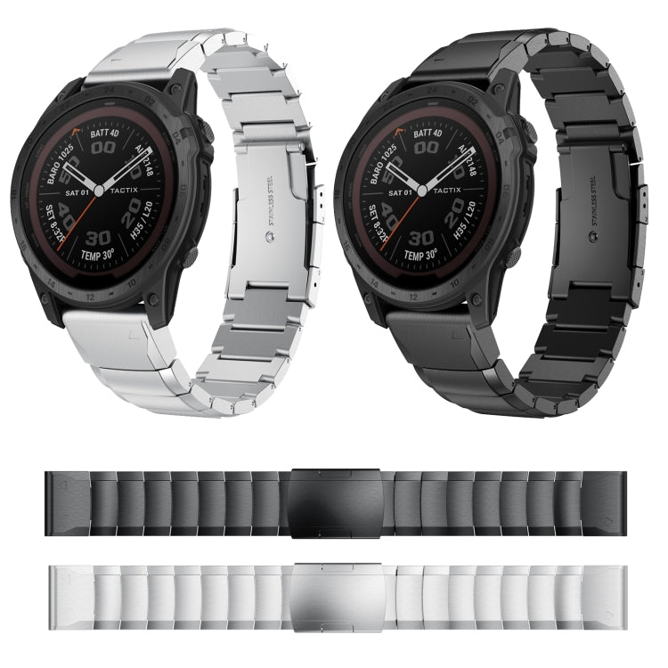 Compatible with Garmin Tactix 7 26mm Tortoise Shell Stainless Steel Watch Band(Black)