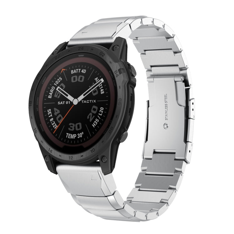 Compatible with Garmin Tactix 7 Pro 26mm Tortoise Shell Stainless Steel Watch Band(Sliver)