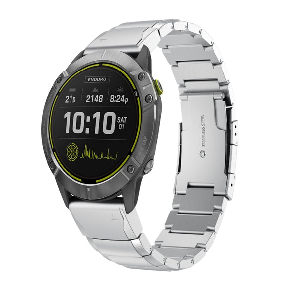 Compatible with Garmin Enduro 26mm Tortoise Shell Stainless Steel Watch Band(Sliver)