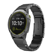 Compatible with Garmin Enduro 26mm Tortoise Shell Stainless Steel Watch Band(Black)
