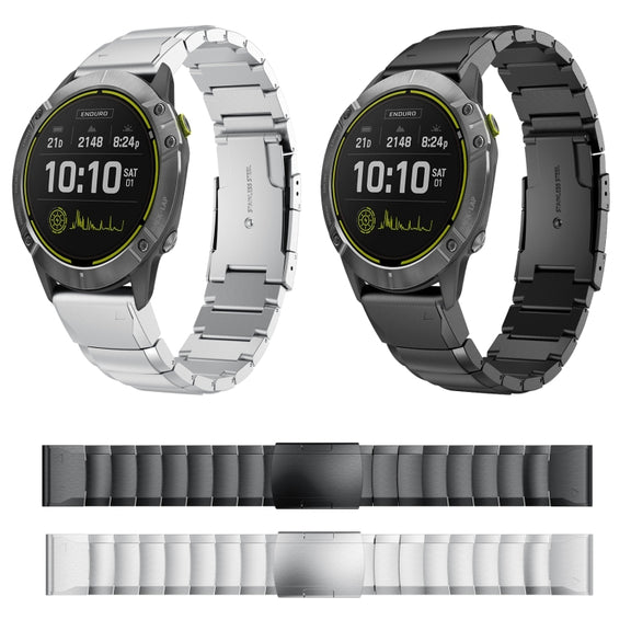 Compatible with Garmin Enduro 26mm Tortoise Shell Stainless Steel Watch Band(Sliver)