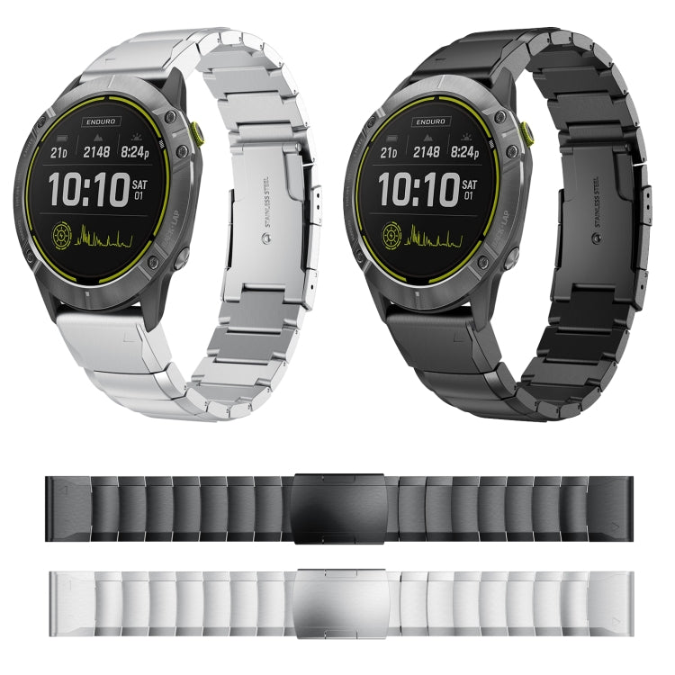 Compatible with Garmin Enduro 26mm Tortoise Shell Stainless Steel Watch Band(Black)