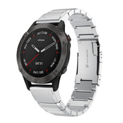 Compatible with Garmin Fenix 6X 26mm Tortoise Shell Stainless Steel Watch Band(Sliver)