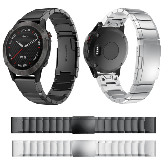 Compatible with Garmin Fenix 6X 26mm Tortoise Shell Stainless Steel Watch Band(Sliver)